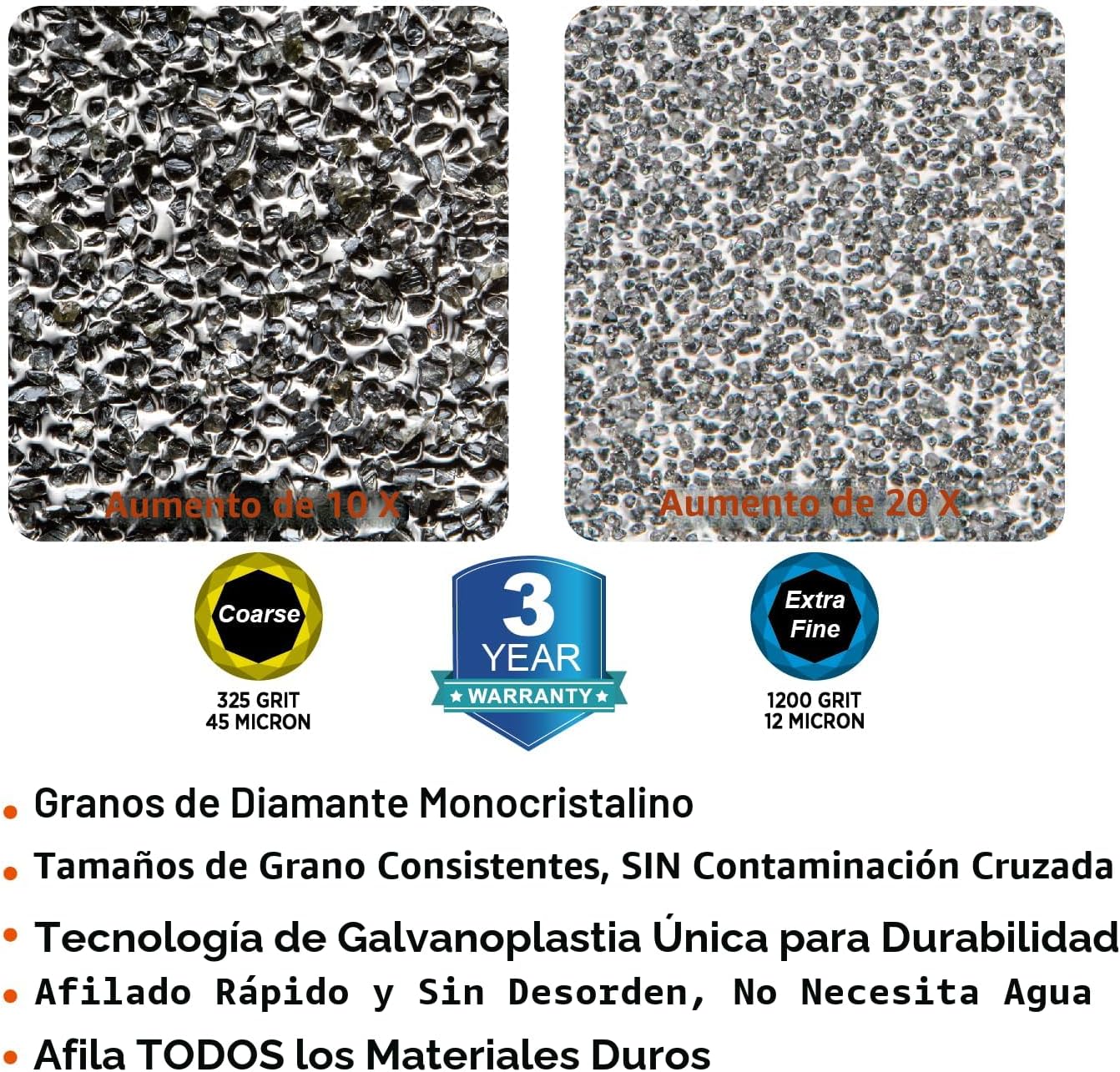 Afilador cuchillos diamante grano 325/1200 con guía