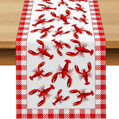 Camino mesa hervir cangrejos 13x72pulg rojo y blanco