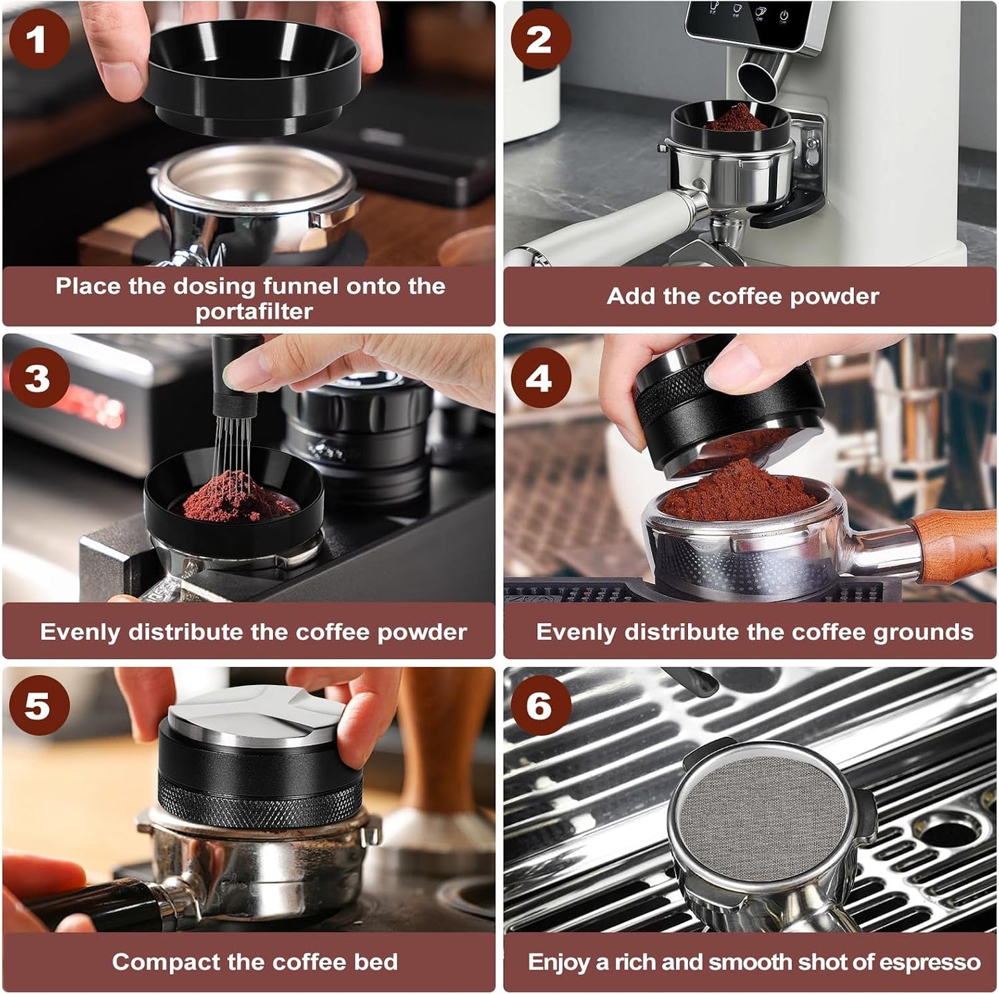 Kit accesorios espresso inox 316 distribuidor magnético