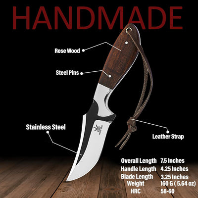 Cuchillo caza vaquero artesanal funda piel marrón