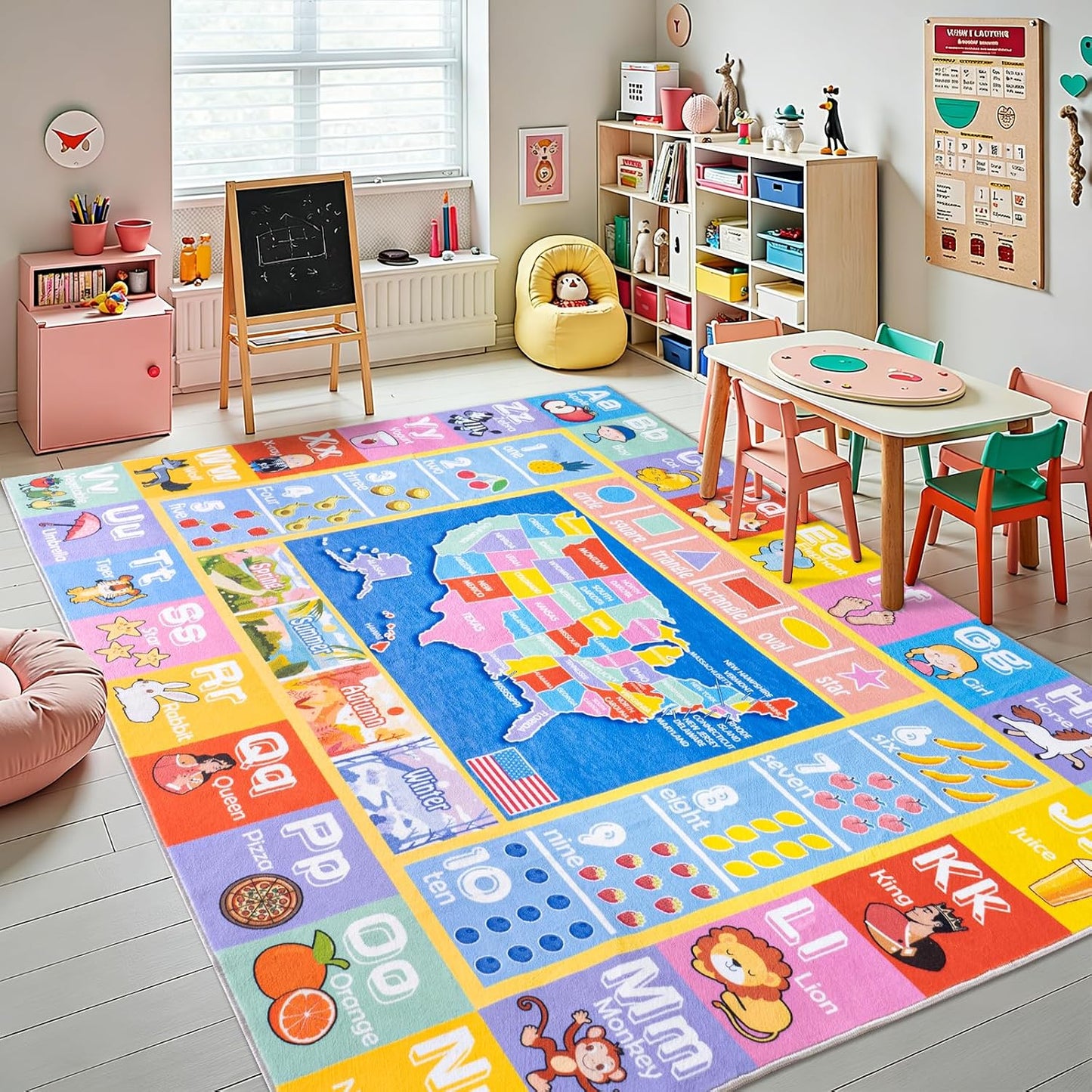 Alfombra educativa para niños 4x5ft ABC números formas