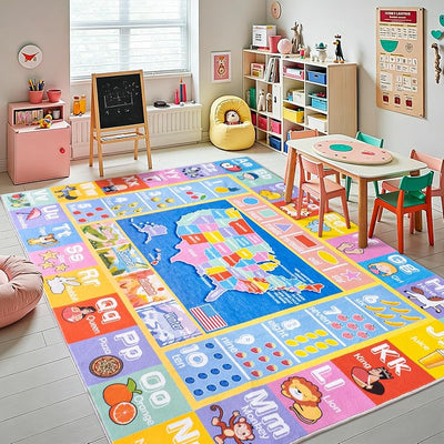 Alfombra educativa para niños 8x10ft ABC números formas