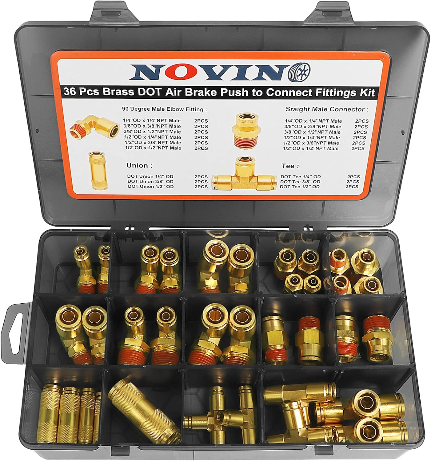 Kit 36 Pzas Accesorios Freno Aire DOT Latón 1/4 3/8 1/2