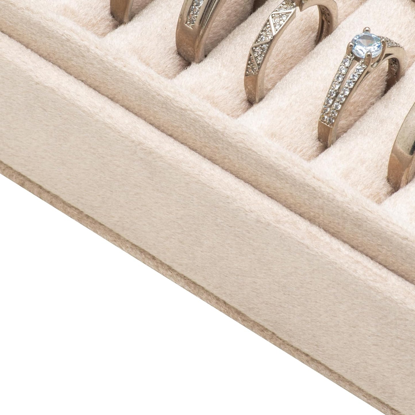 Estuche viaje organiz. anillos y aretes beige