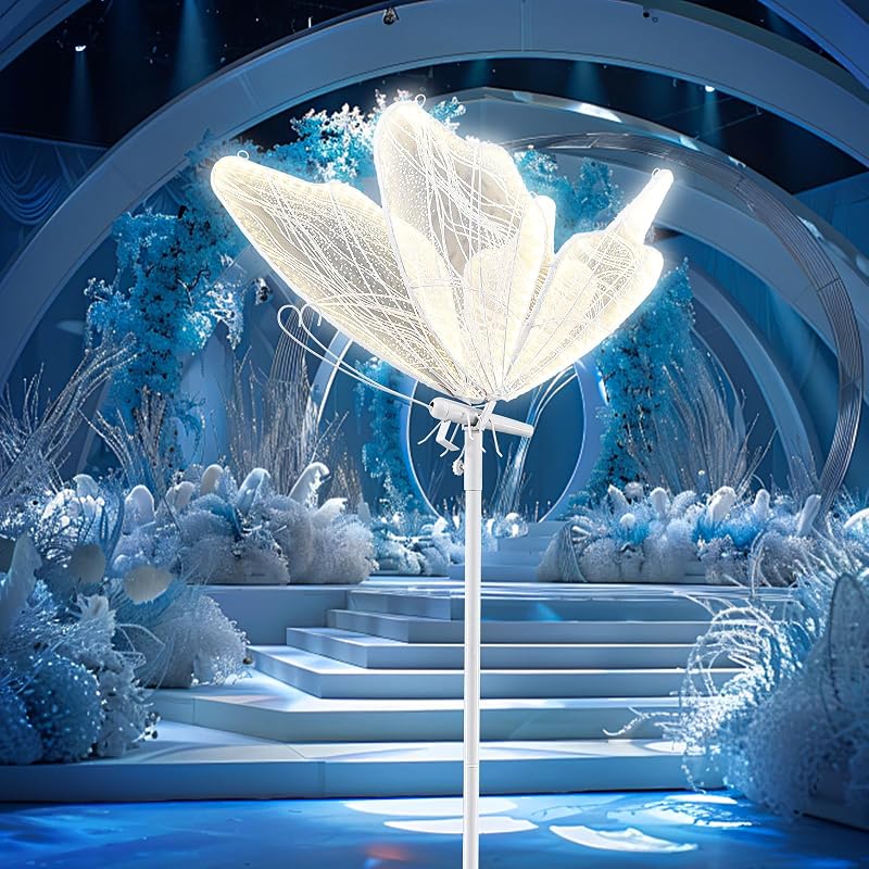 Lámpara de pie mariposa LED 3 colores hierro encaje 80cm