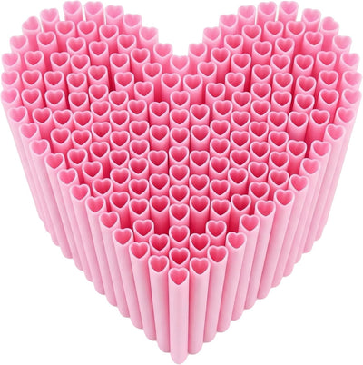 200 Popotes Rosados en Forma de Corazón para San Valentín