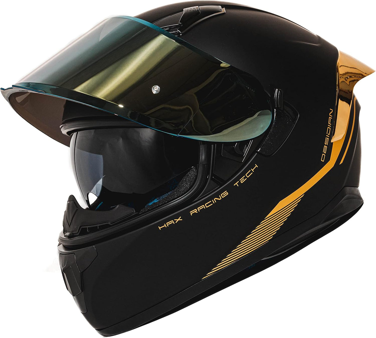 Casco motocicleta cara completa visera doble negro mate
