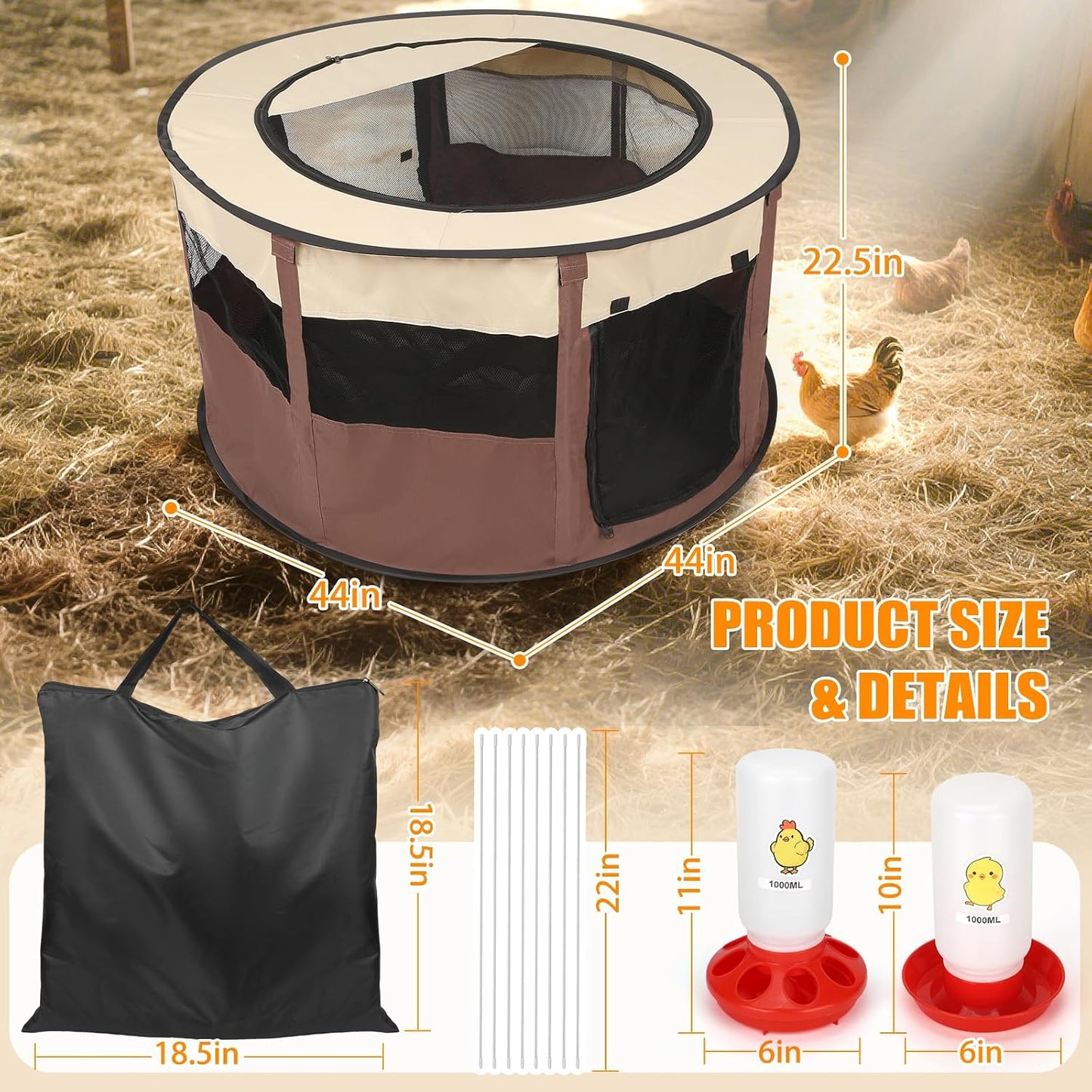 Kit caja pollos 2026 XL doble puerta para 20 pollitos café