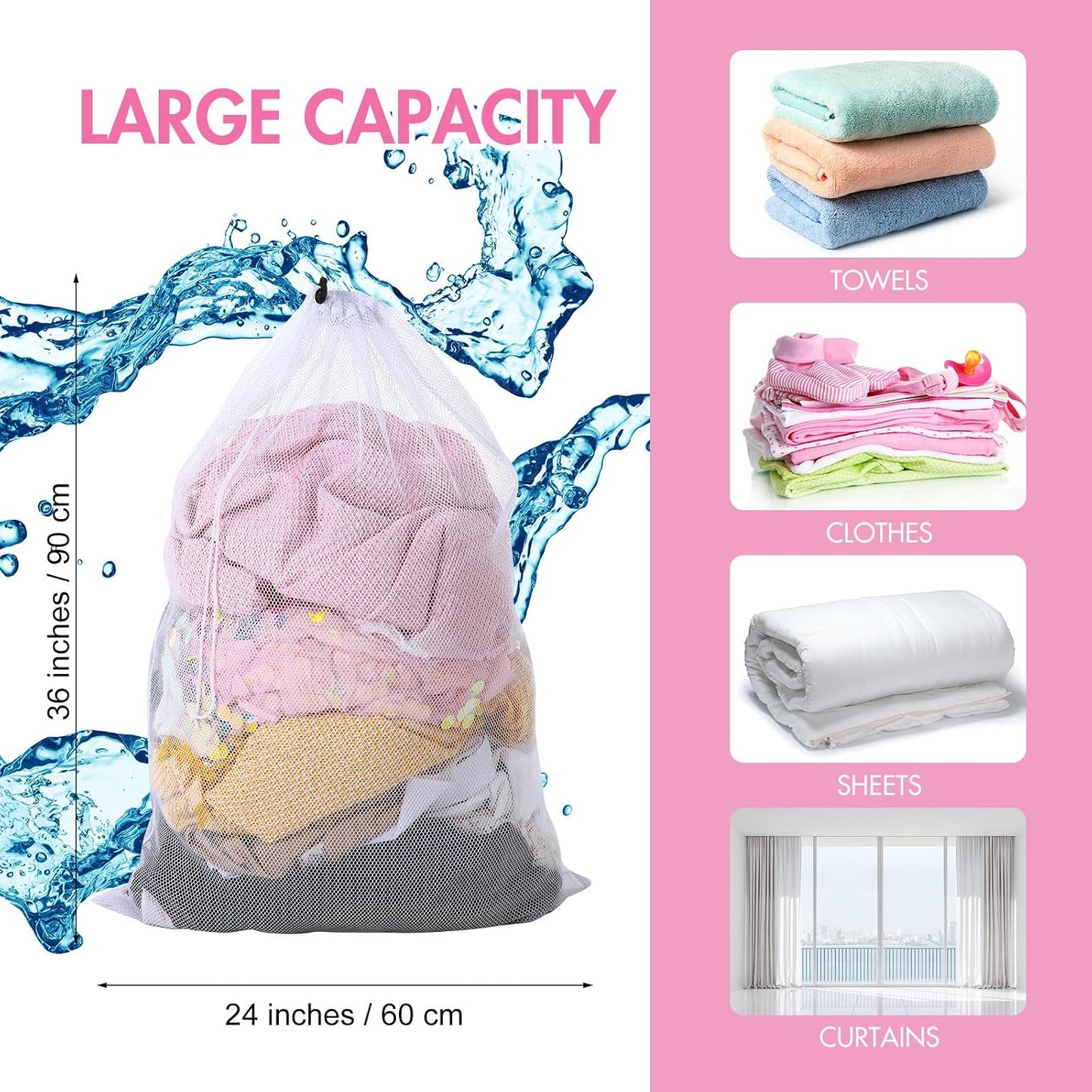 Bolsas malla lavandería 24x36" set 30 unidades uso comercial