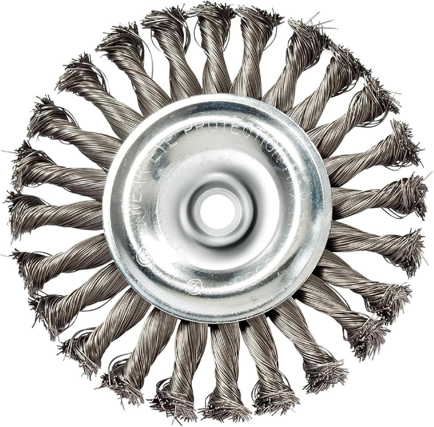 Rueda alambre nudo 4x1/2x5/8-11 acero inox con adaptadores