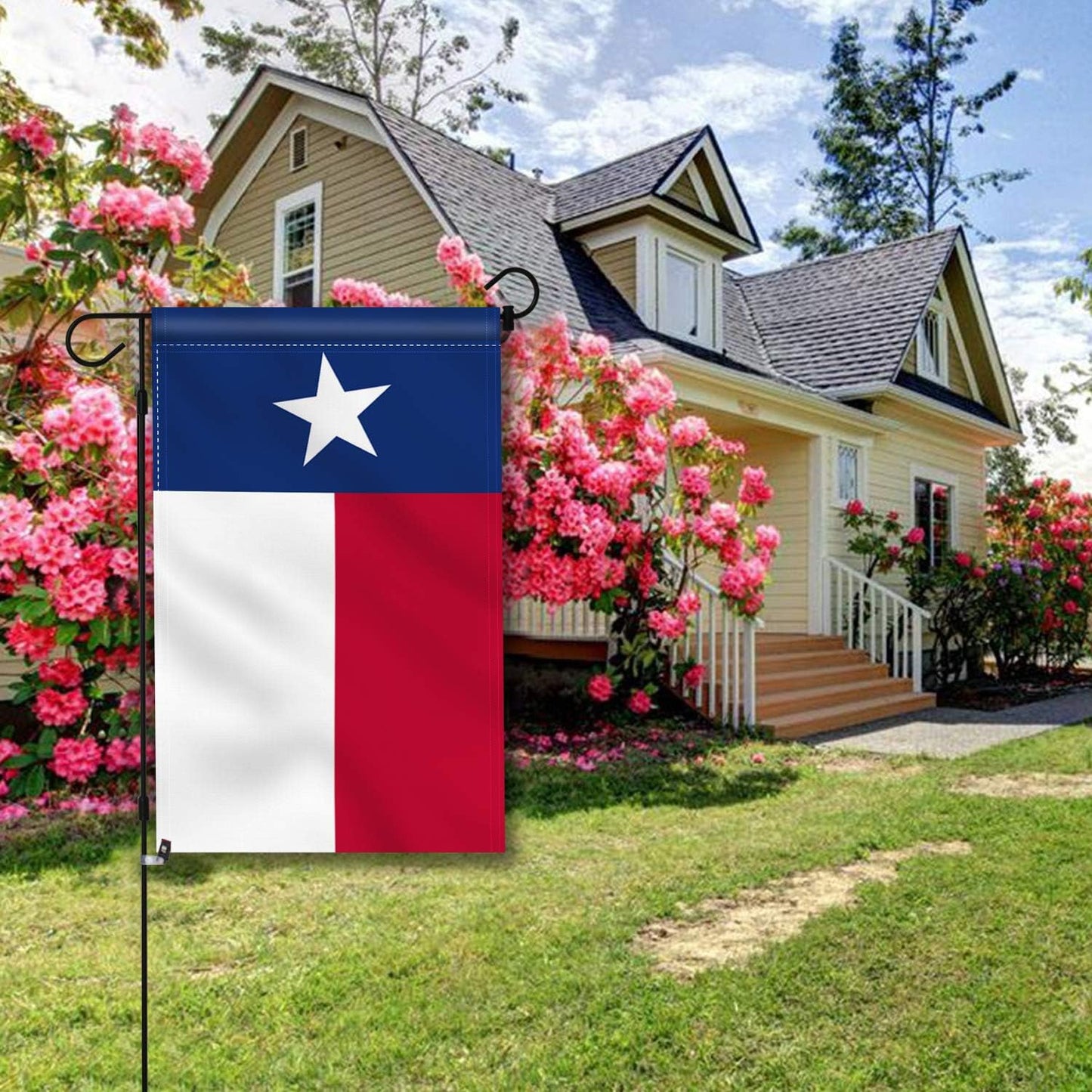 Bandera doble cara Texas para jardín resistente 18x