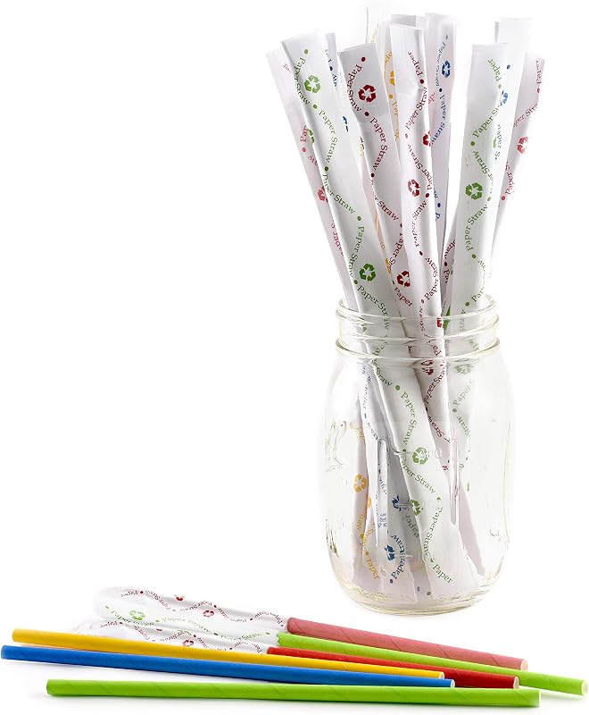 Pajitas papel biodegradables 100 pzas varios colores