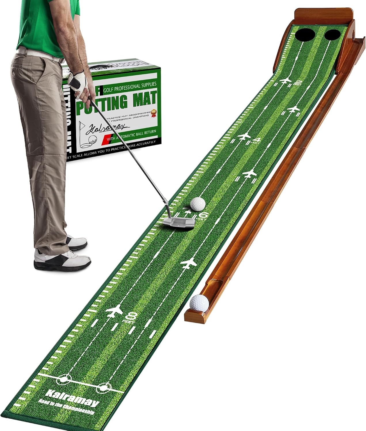 Alfombrilla golf interior con retorno automático bola