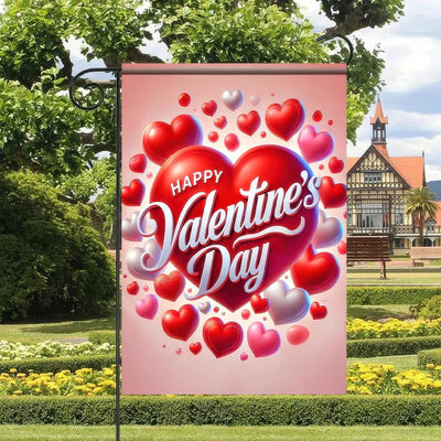 Bandera jardín San Valentín 12x18pulg doble cara corazón