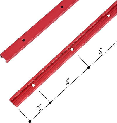 Pista en T 36pulg doble corte carpintería anodizado rojo 2uds