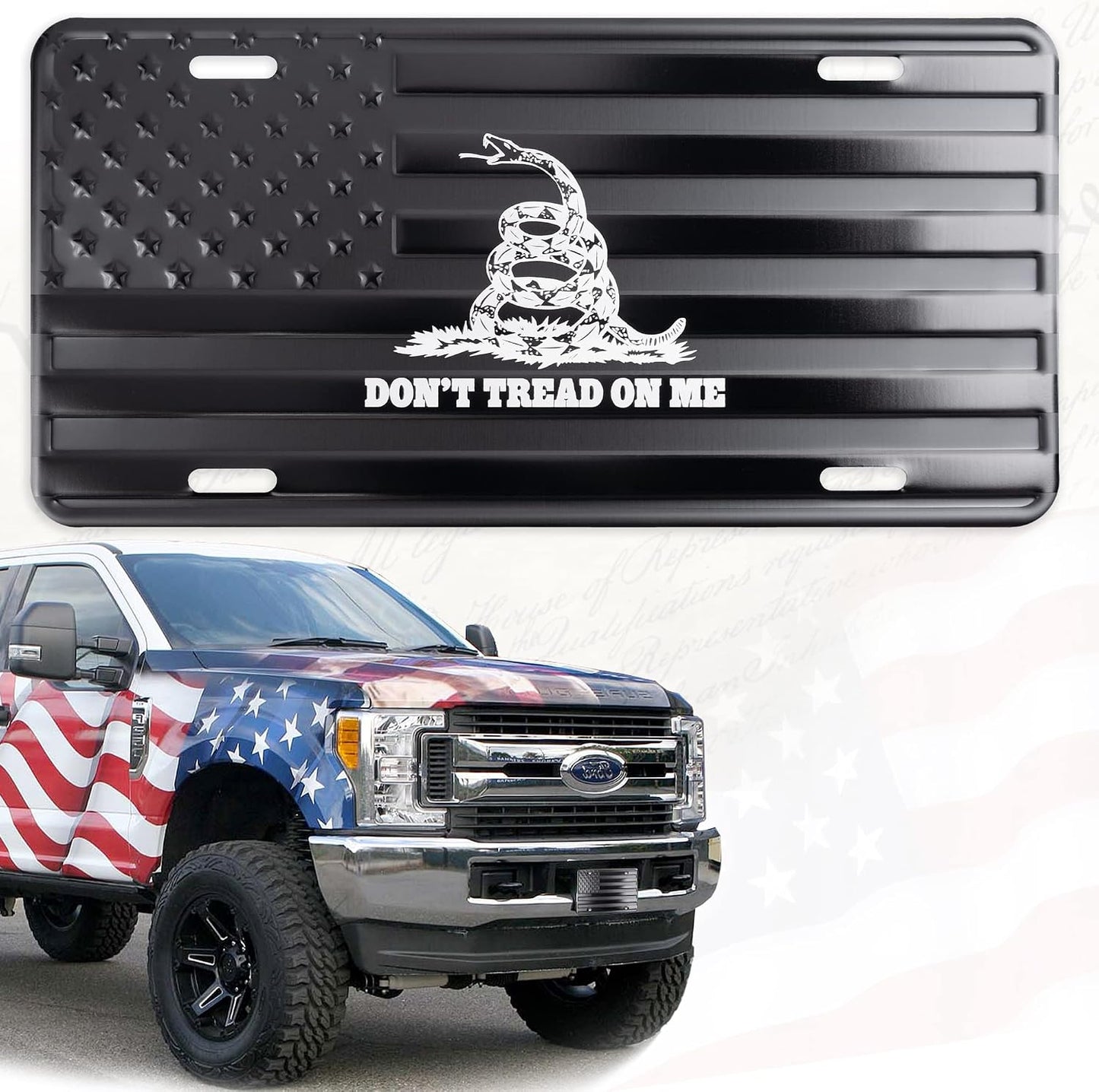 Placa matrícula bandera USA Don't Tread On Me