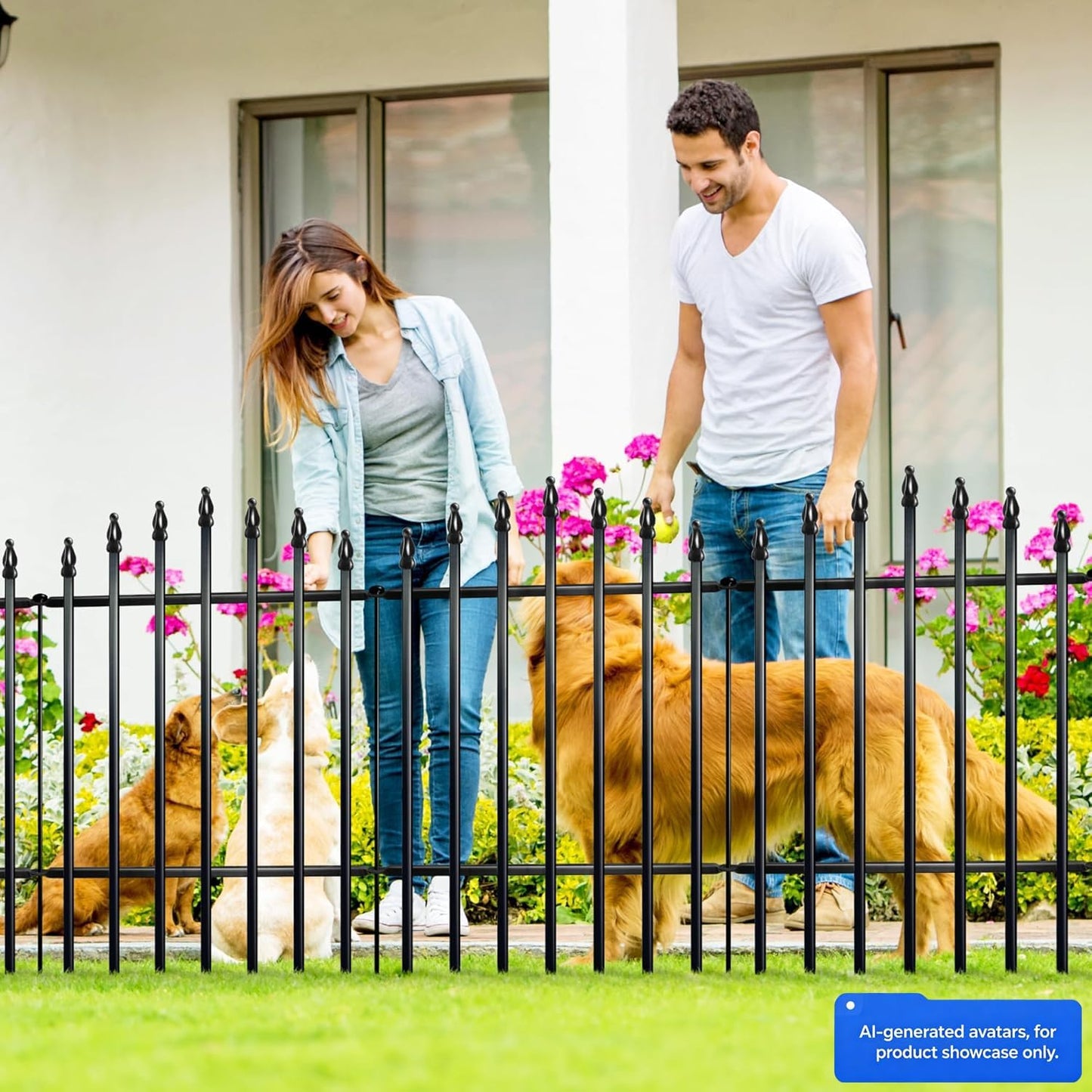 Valla jardín metal 81x61cm 5 paneles 3mt anti animales