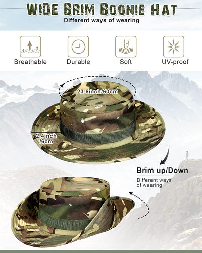 10 Sombreros Boonie Camuflaje UV para Pesca Senderismo