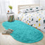 Alfombra ovalada lanuda para dormitorio niños 2.6x5.3ft azul