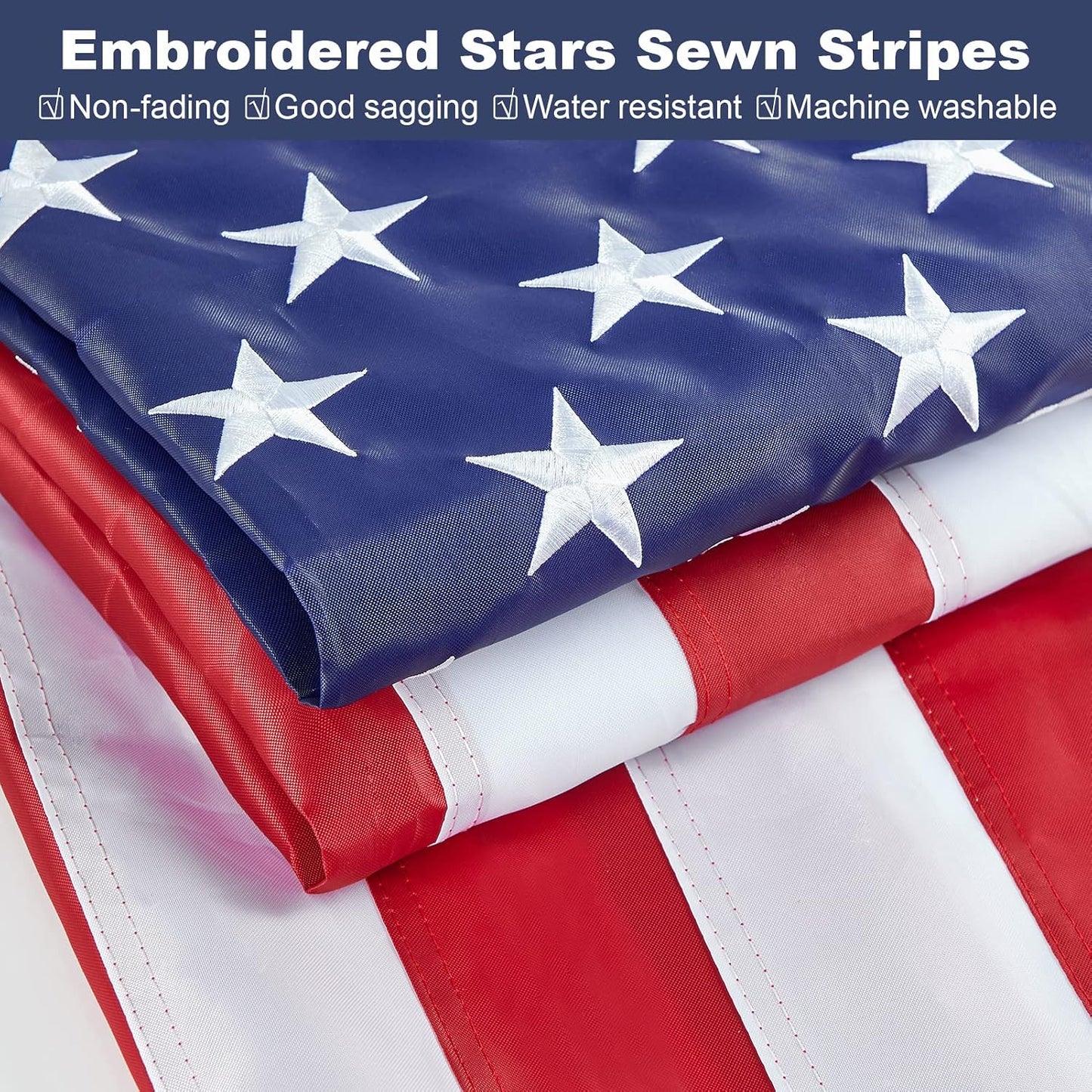 Bandera USA 4x6" nailon 300D estrellas bordadas