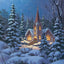 Bandera invierno campanario nevado 28x40" doble cara