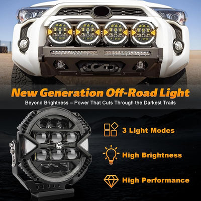 Luz LED redonda 9" Jeep 13000lm 148W halo blanco DRL
