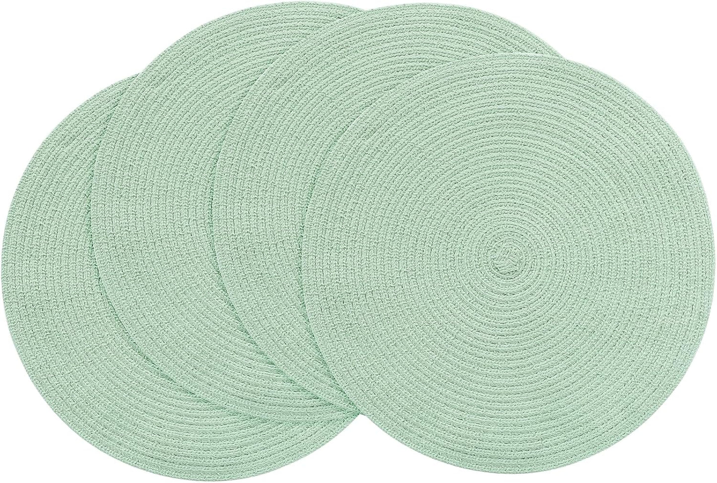 Set 4 manteles redondos 15pulg algodón poliéster color verde