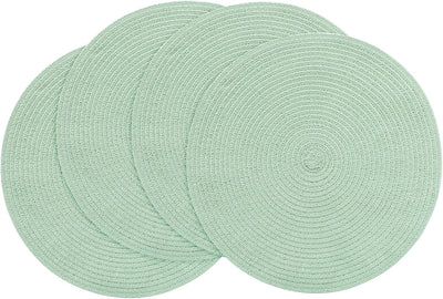 Set 4 manteles redondos 15pulg algodón poliéster color verde