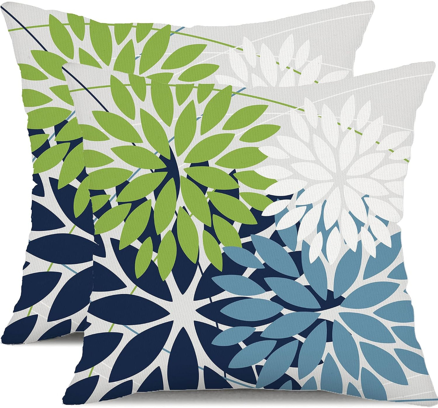 2 Fundas Almohada 20x20" Impermeables Azul/Verde