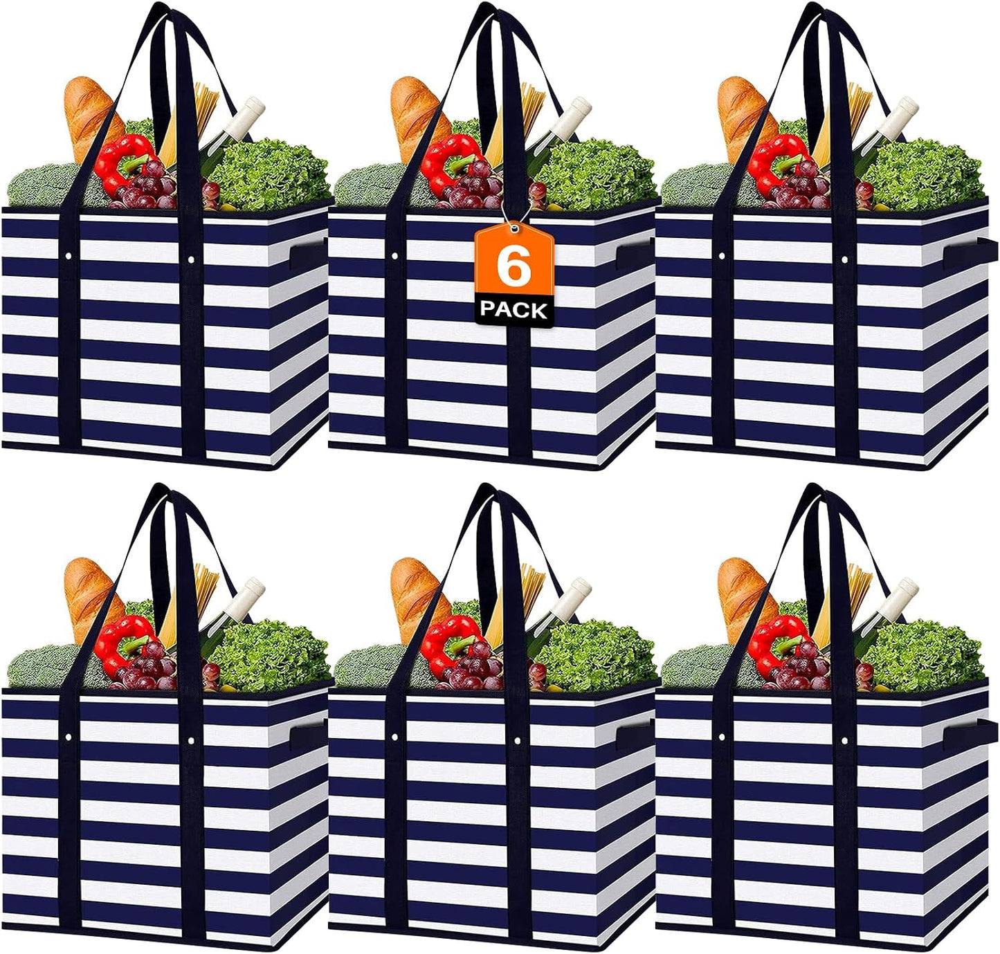6 Pzas Bolsas Compras Reutilizables Grandes Plegables