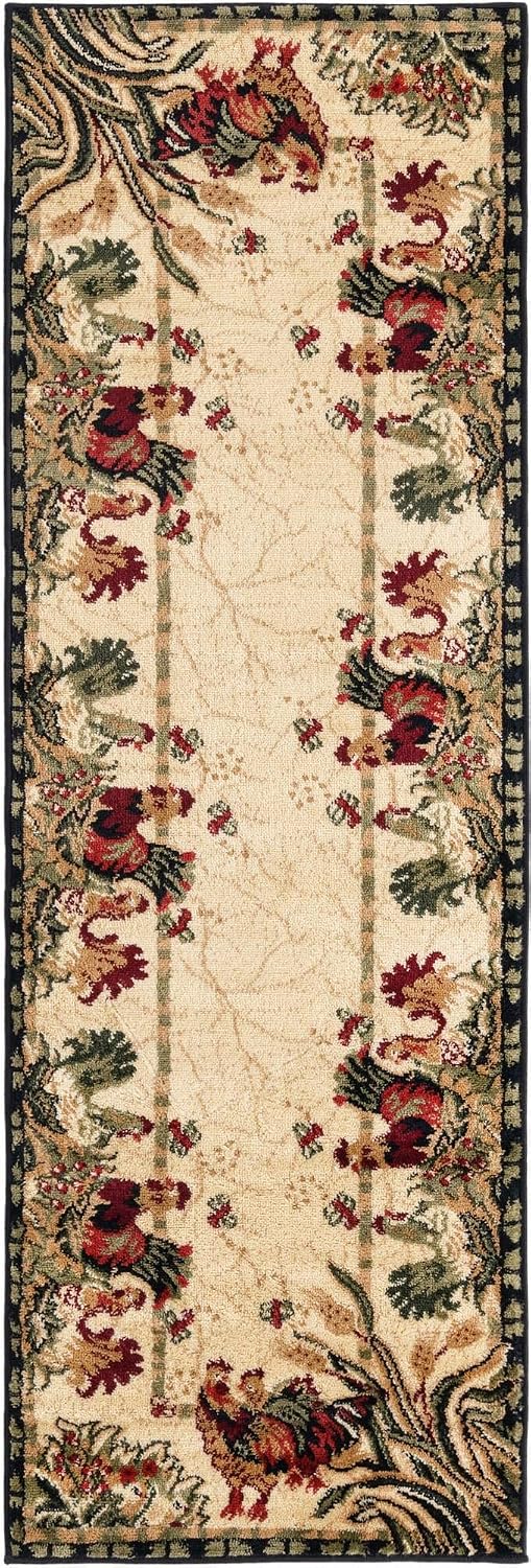 Alfombra área granja 2x6ft 1" color crema/negro