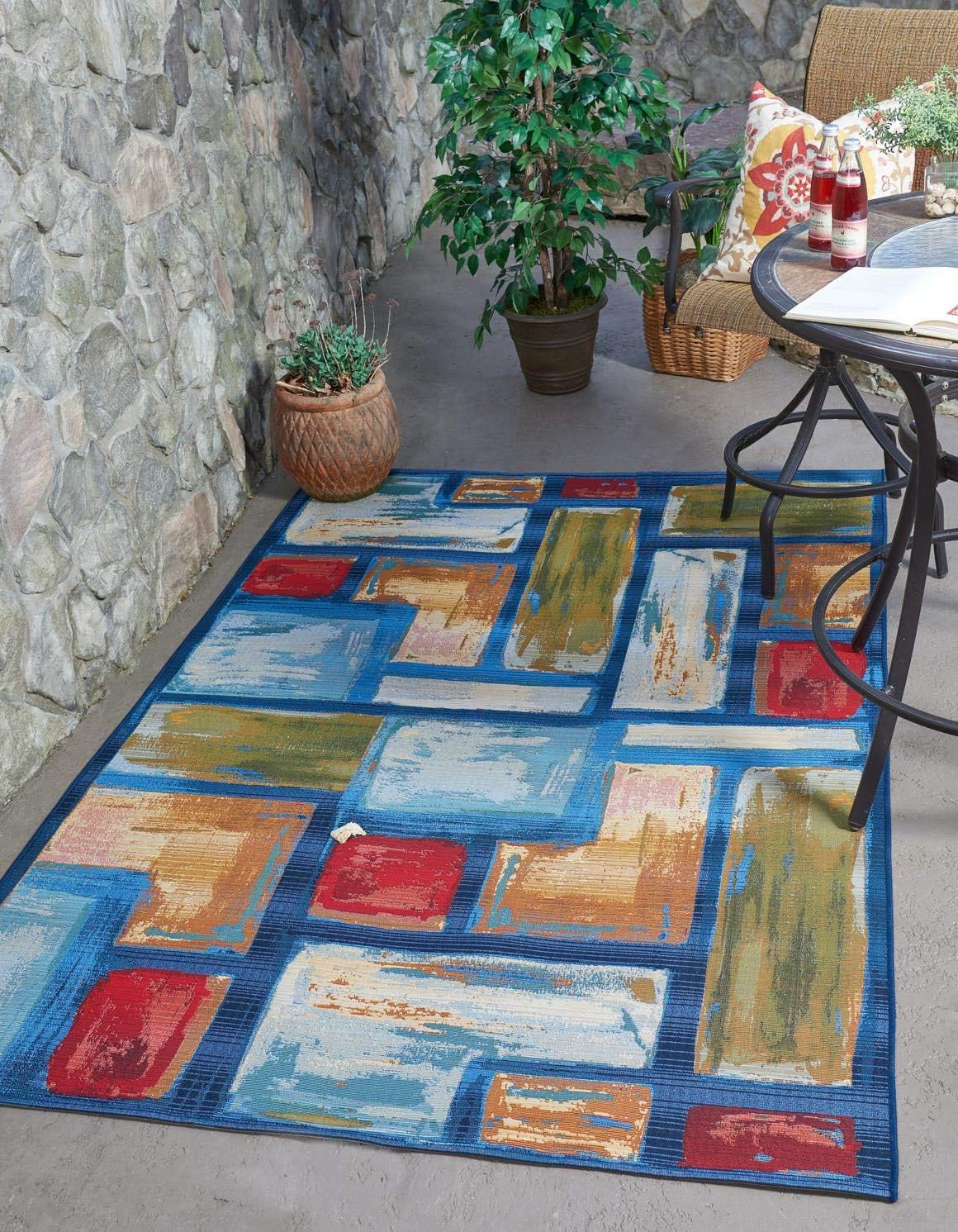 Alfombra Polipropileno beige círculos abstractos