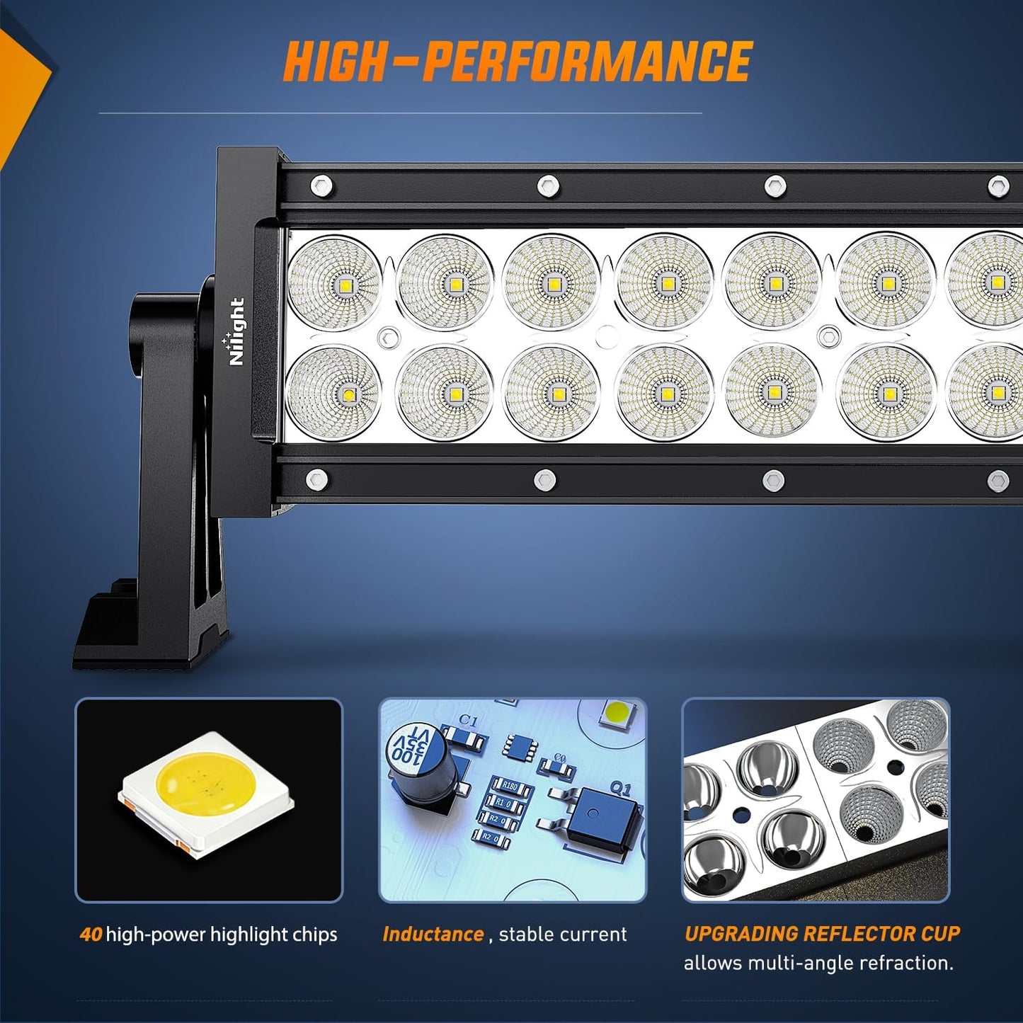 Barra Luz LED Curvada 50pulg 288W 12V con Interruptor 5