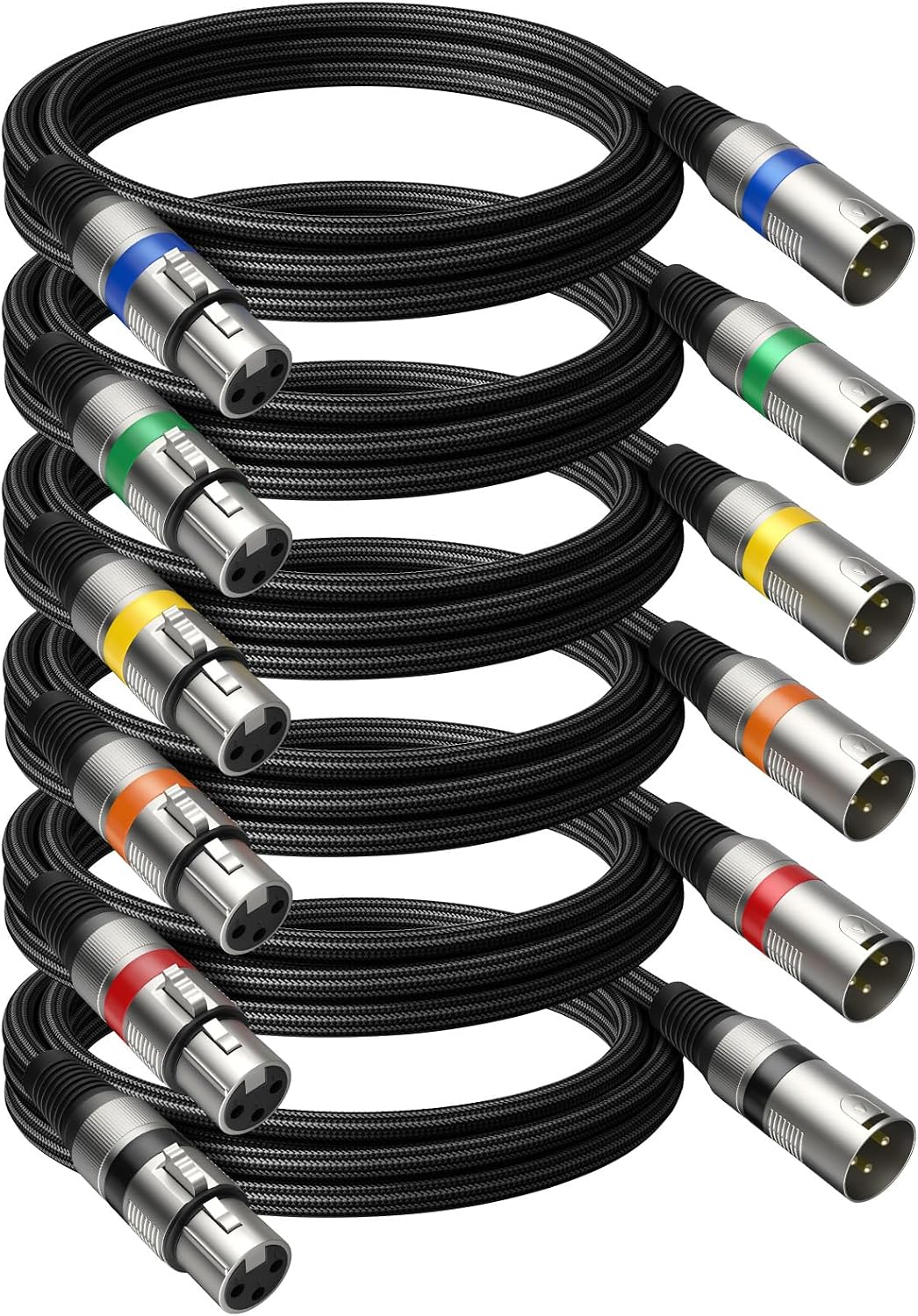 6 Cables XLR Profesionales 6ft Trenzados Macho Hembra Estudio