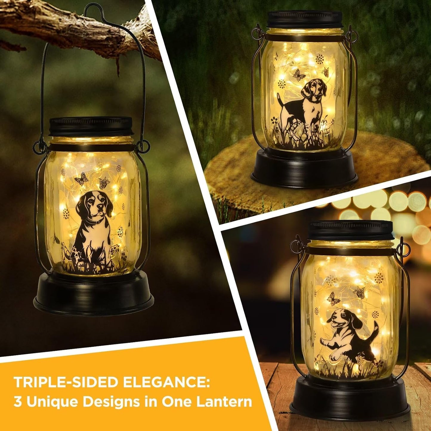 Farol solar para amantes de perros decoración conmemorativa