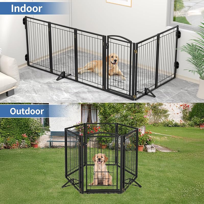 Puerta para perros y gatos metal plegable 32" de alto