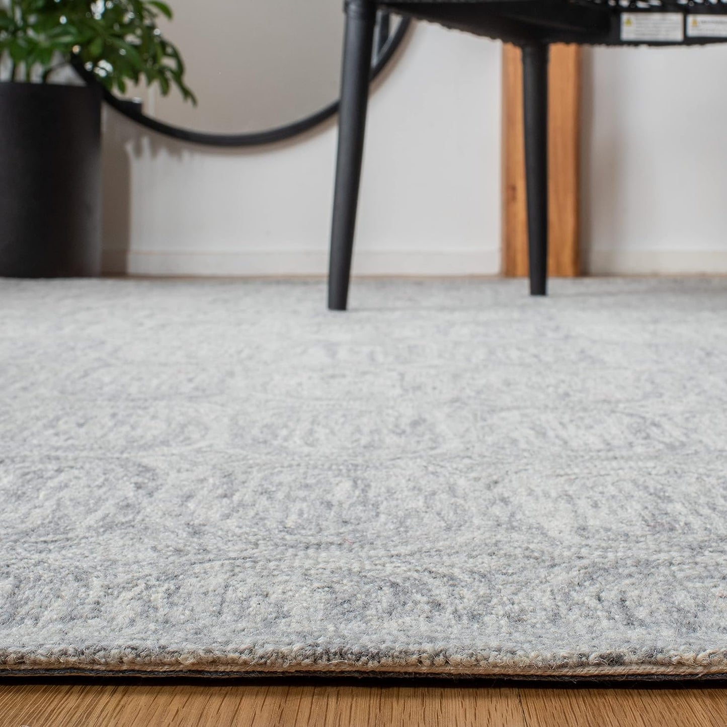Alfombra decorativa lana hecha a mano 3x5ft gris