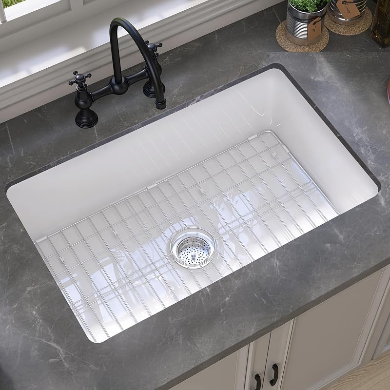 Fregadero cocina arcilla refractaria 32x19pulg doble montaje