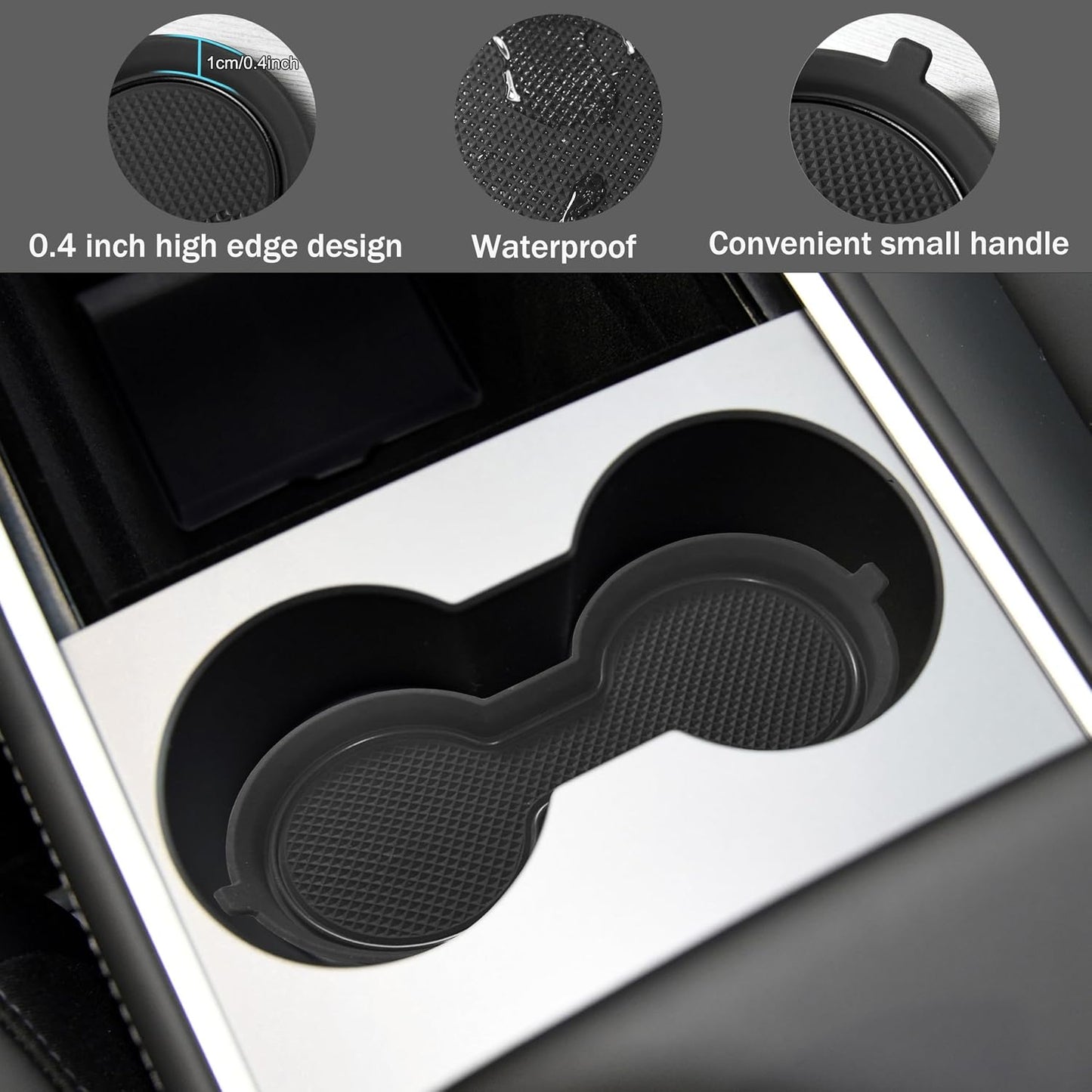Insertos portavasos Tesla Model 3 Y 2021-2025 silicona 3D