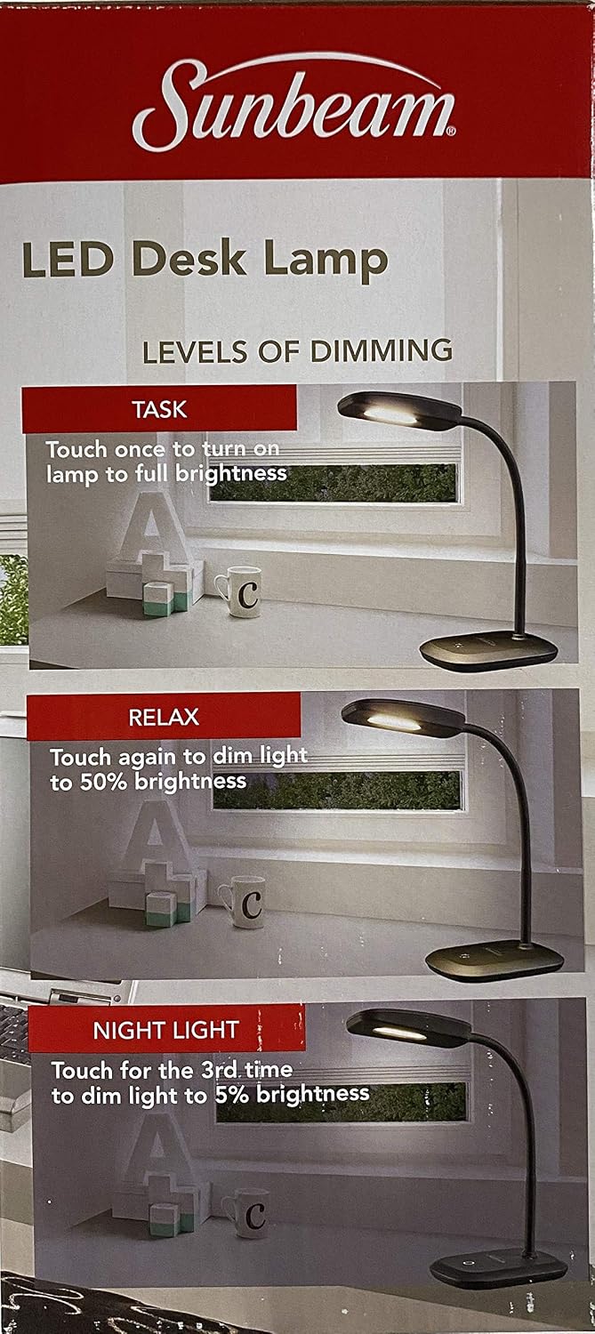 Lámpara escritorio LED cuello flexible ajustable negro