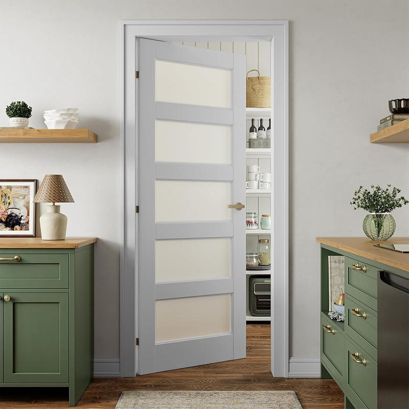 Losa puerta vidrio esmerilado 32x80pulg color blanco
