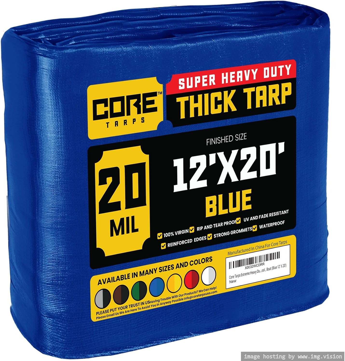 Lona 20mil impermeable UV resistente 12x20ft azul