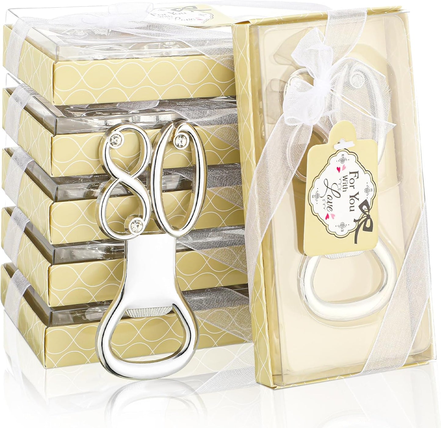 Set 24 Abridores Botella Plateado Regalo Cumpleaños Boda