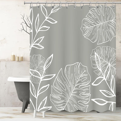 Cortina ducha tela verde salvia hojas Monstera 72x72pulg