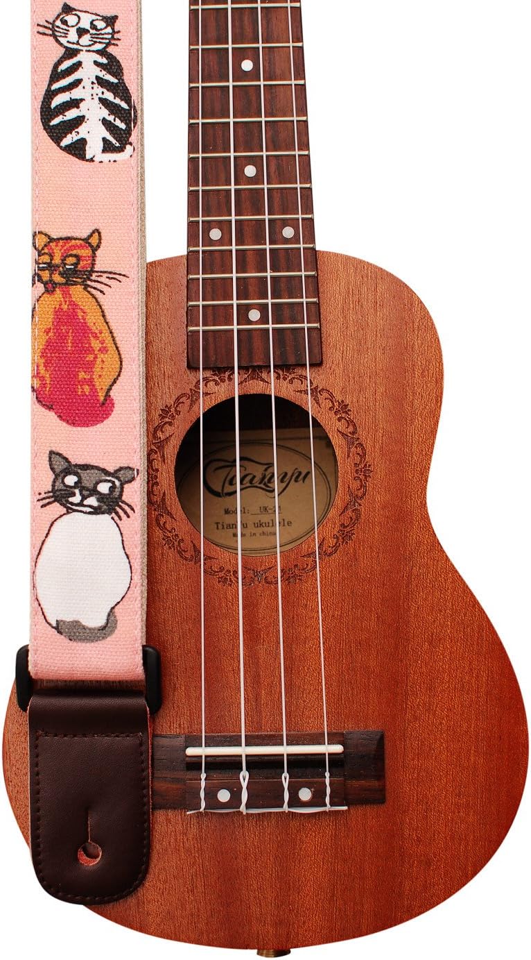 Correa ukelele cuero genuino y lona suave