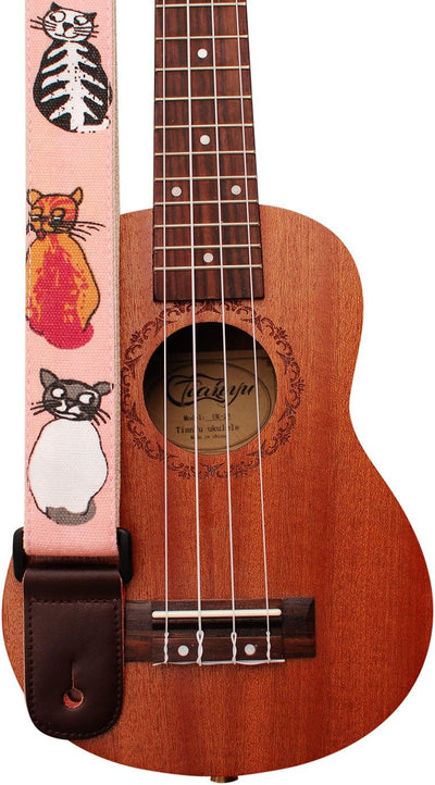 Correa ukelele cuero genuino y lona suave
