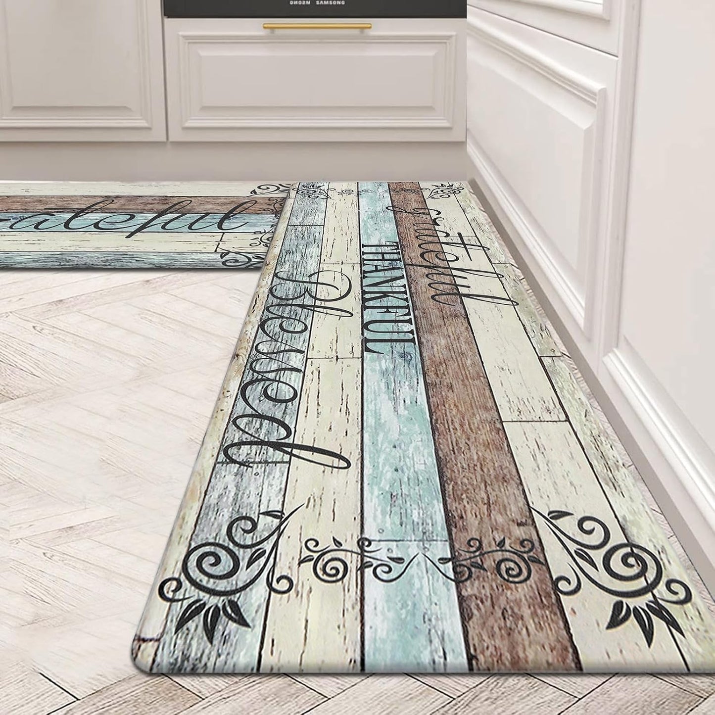 Juego 2 alfombrillas antifatiga cocina estilo granja