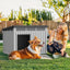 Casa plástico perros techo elevable impermeable gris