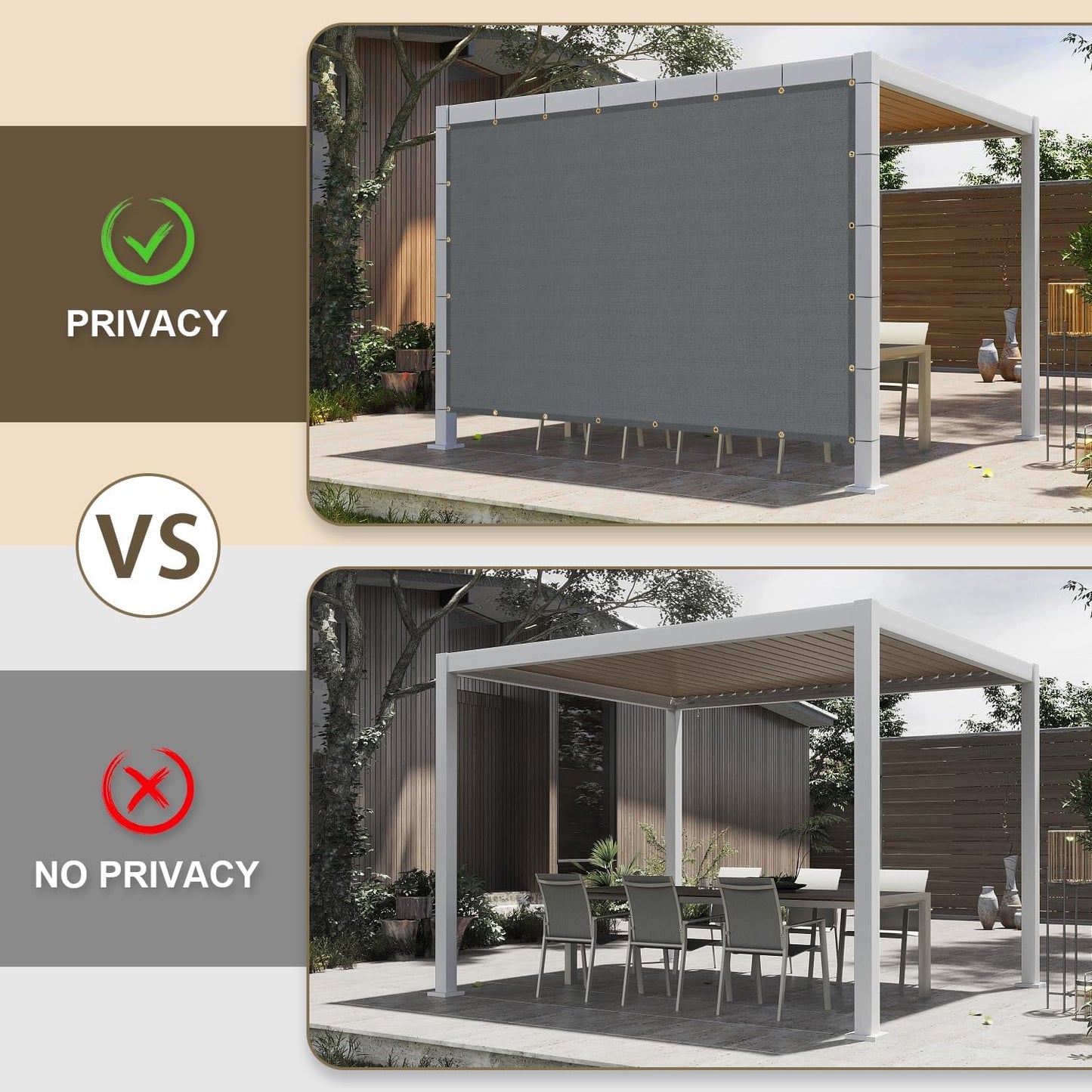 Cubierta sombra pérgola 10x12ft tela 95% UV gris oscuro