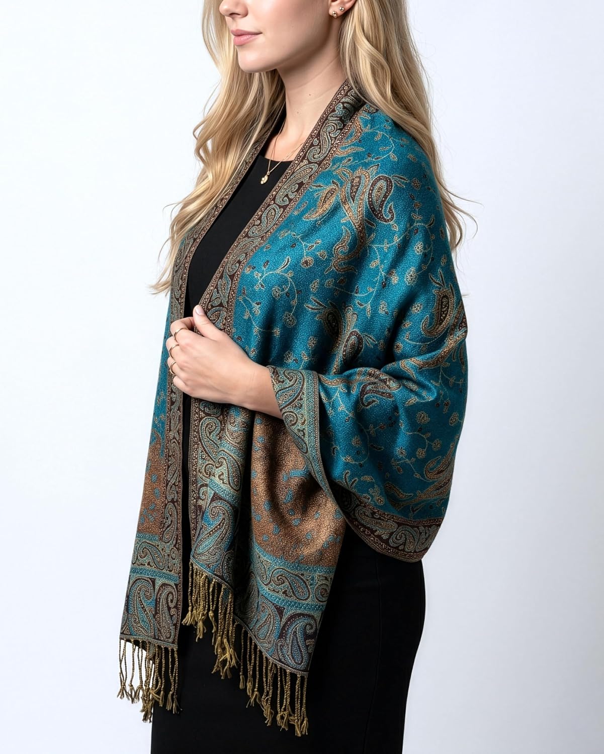 Bufanda pashmina reversible estampado paisley noche